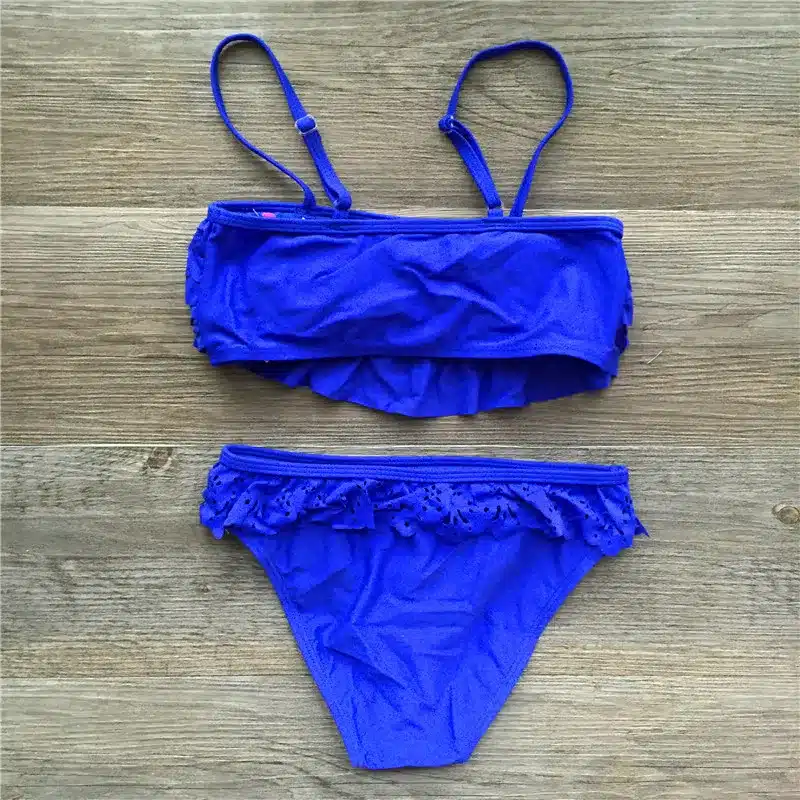 Girl Biquini Bathing Suit Teenagers Solid 2 Pieces Swimwear For Children Swimsuit Split Bikinis Set Kids Hollow Swimsuit Tankini 11