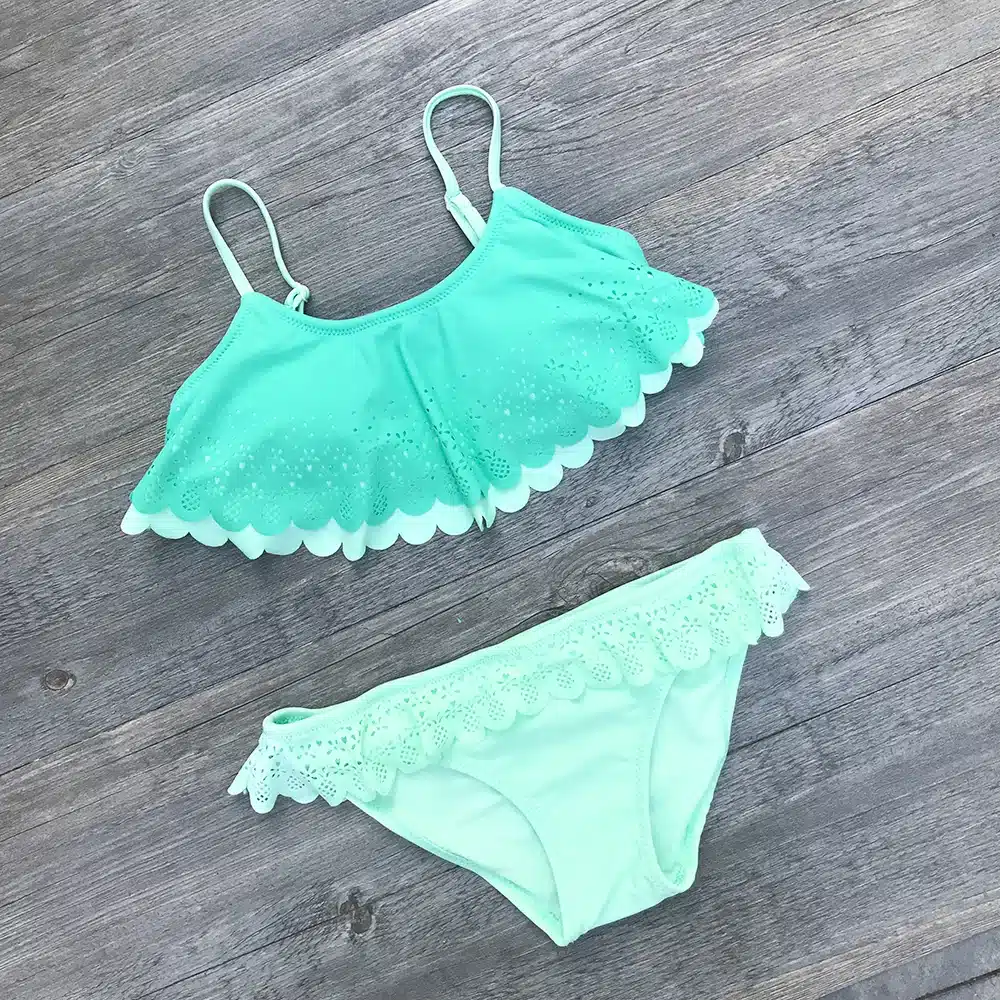 Children's Split Hollow Swimsuit Biquini Swimwear Girl Children Swimwear Two Pieces Swimming Suit for Girls Kids Bathing Suit 2