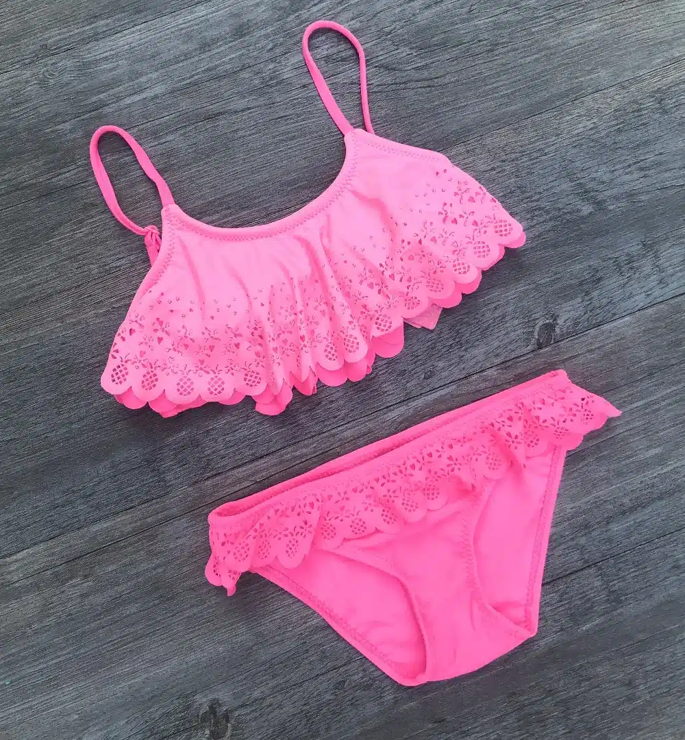 Children's Split Hollow Swimsuit Biquini Swimwear Girl Children Swimwear Two Pieces Swimming Suit for Girls Kids Bathing Suit 5