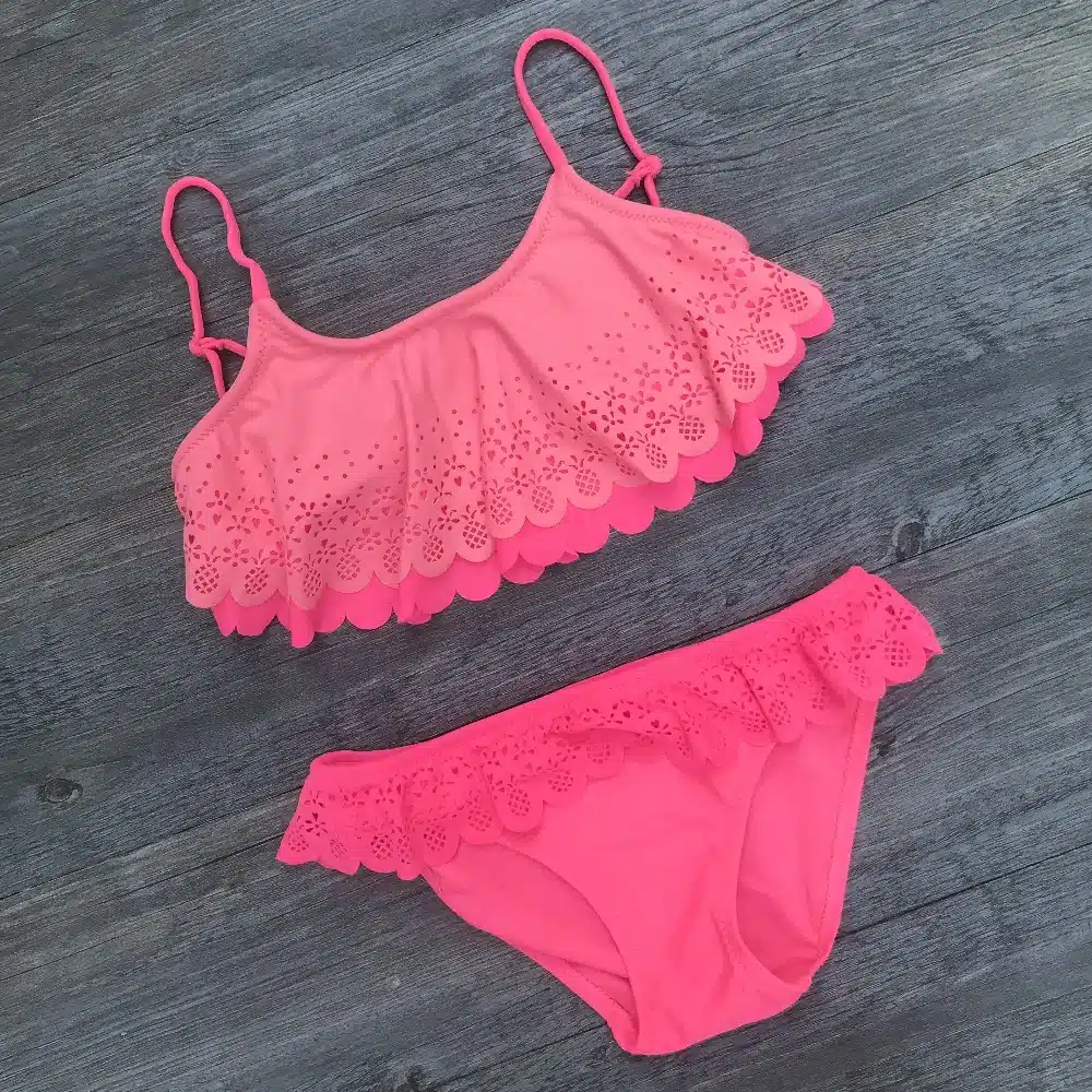 Children's Split Hollow Swimsuit Biquini Swimwear Girl Children Swimwear Two Pieces Swimming Suit for Girls Kids Bathing Suit 8