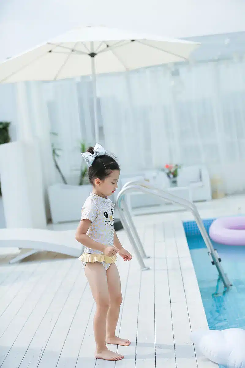 2-8 Years Baby Girls Swimsuits Cartoon Cat Leopard Print Style Children Swimwear Cute Toddlers Kids Hot Springs Bathing Suits 12