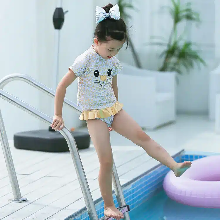 2-8 Years Baby Girls Swimsuits Cartoon Cat Leopard Print Style Children Swimwear Cute Toddlers Kids Hot Springs Bathing Suits 13