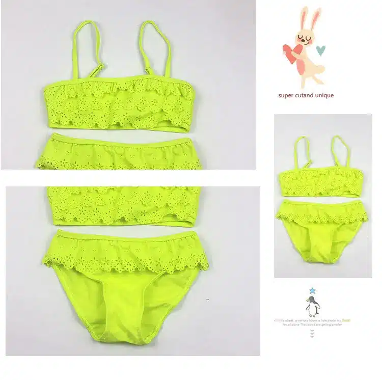 Girl Hollow Flower Split Swimsuit Girl Swimwear Kid 3T-14T Two Pieces Swimsuit Pink Bathing Suit Girls Bikini Kids Swimming Suit 3