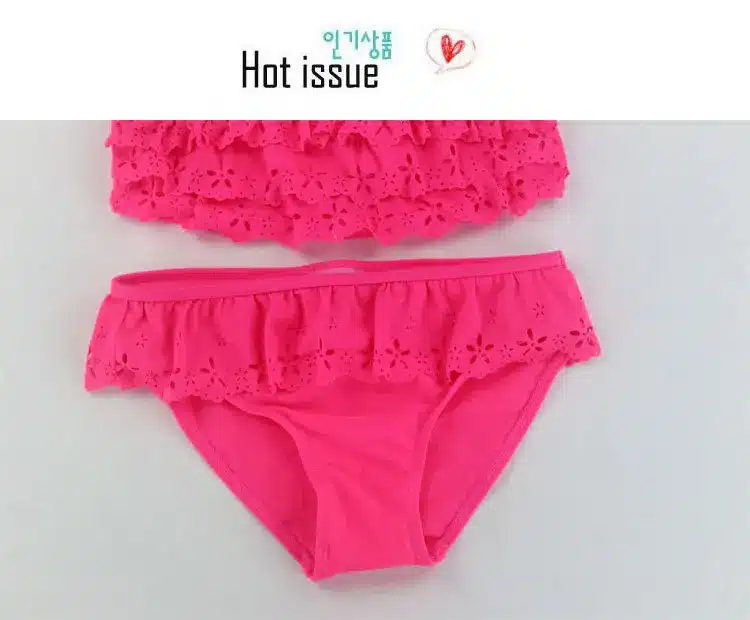 Girl Hollow Flower Split Swimsuit Girl Swimwear Kid 3T-14T Two Pieces Swimsuit Pink Bathing Suit Girls Bikini Kids Swimming Suit 8