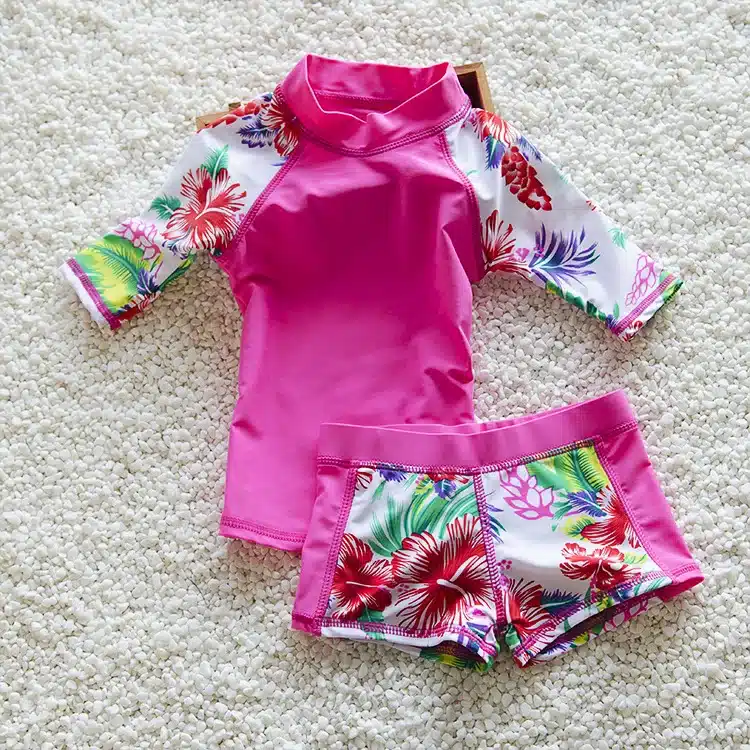 Children Beach Swimwear Girl Swimsuit Print 2 Pieces Swim Suits For Hot Springs Bathing Suit Sunblock Kids Swimsuits 1-6Y 14