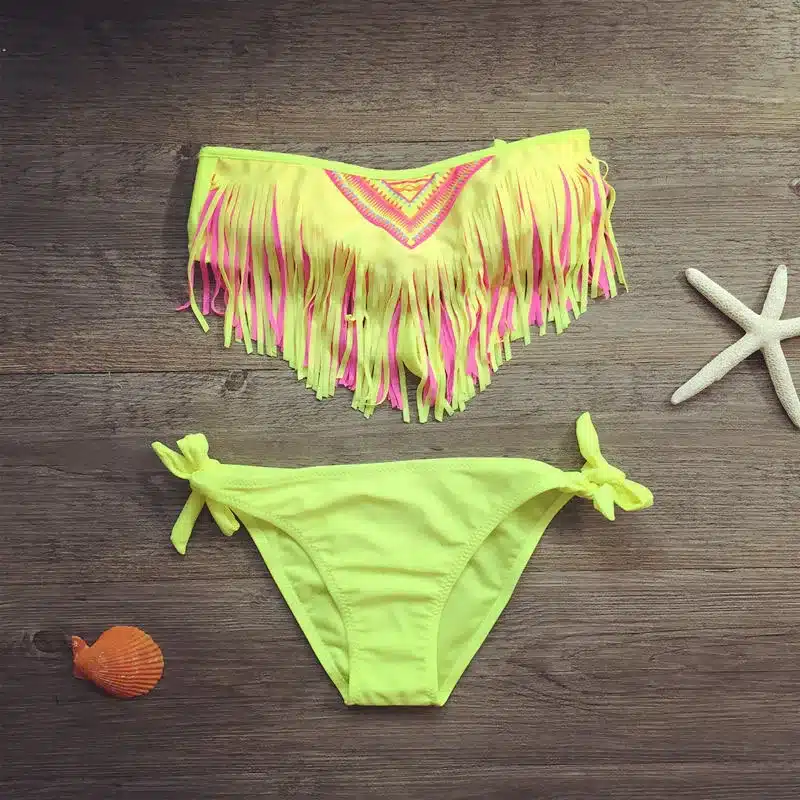 Girls Bathing Suit 2019 Children Swimwear Tassel Bikini Set for Girls Kids Two Piece Swimsuit Baby Girls Swimming Suits Infantil 5