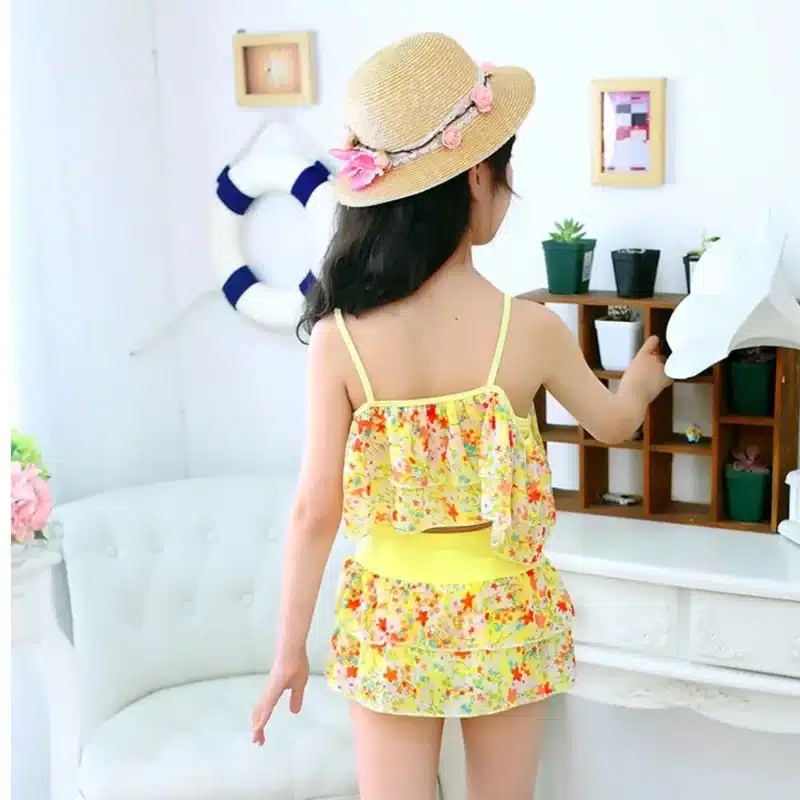 Girls Two Pieces Suits For Swimming Children Polyester Swimwear Kids Floral Bathing Suit Swim Wear Big Girl Swimsuits 3-15 Years 6