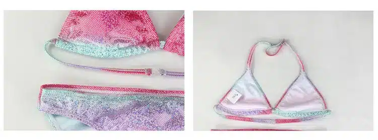 New Girl Silver Pressed Bikini Children Swimsuit Teenage Girl Two Pieces Swimwear Bling Bling Patchwork Bathing Suit Kids Bikini 8