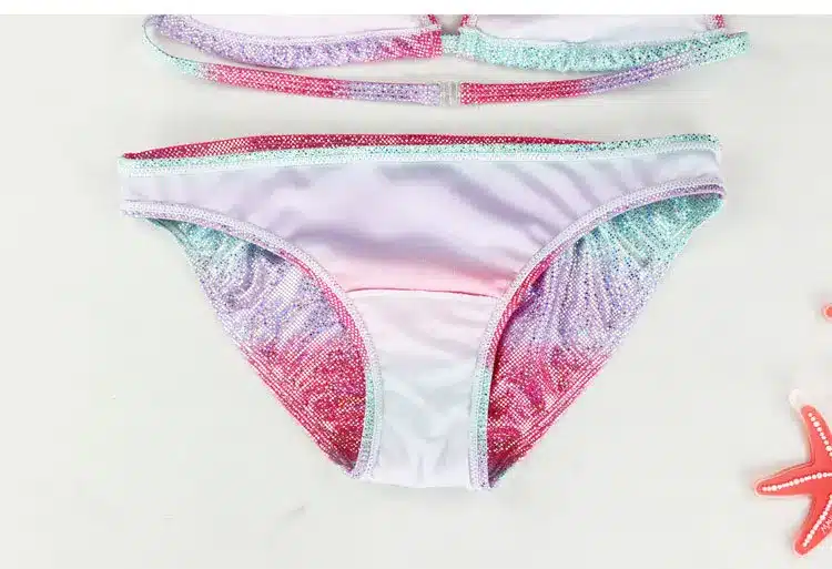 New Girl Silver Pressed Bikini Children Swimsuit Teenage Girl Two Pieces Swimwear Bling Bling Patchwork Bathing Suit Kids Bikini 12
