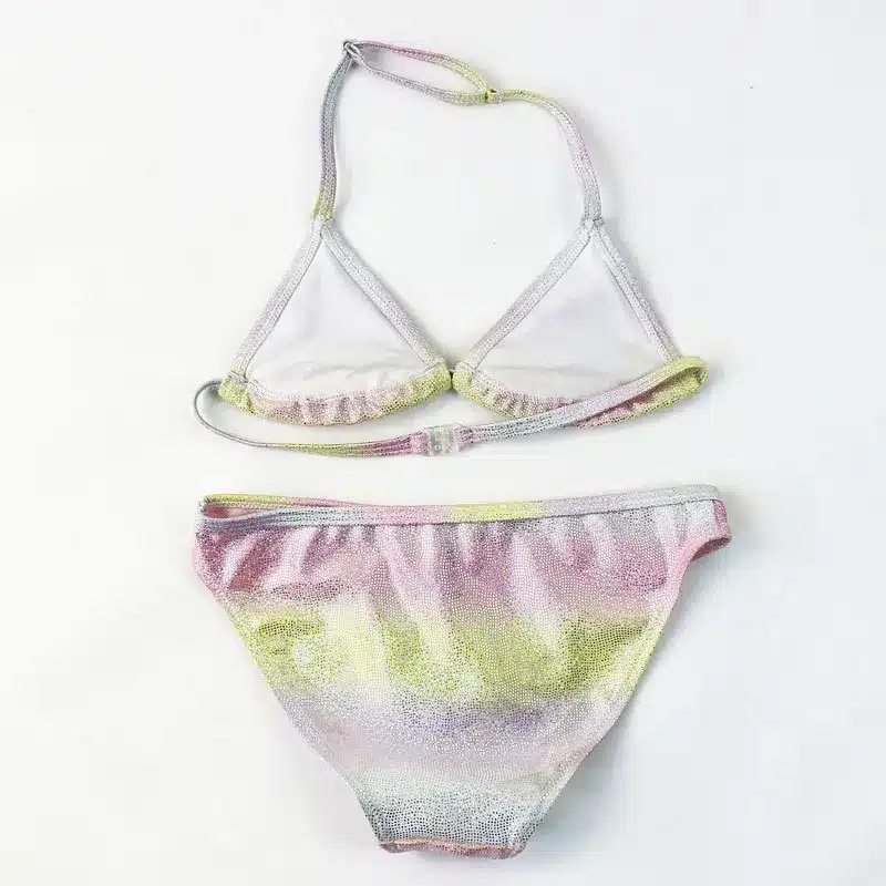 New Girl Silver Pressed Bikini Children Swimsuit Teenage Girl Two Pieces Swimwear Bling Bling Patchwork Bathing Suit Kids Bikini 15