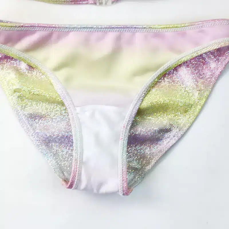 New Girl Silver Pressed Bikini Children Swimsuit Teenage Girl Two Pieces Swimwear Bling Bling Patchwork Bathing Suit Kids Bikini 17