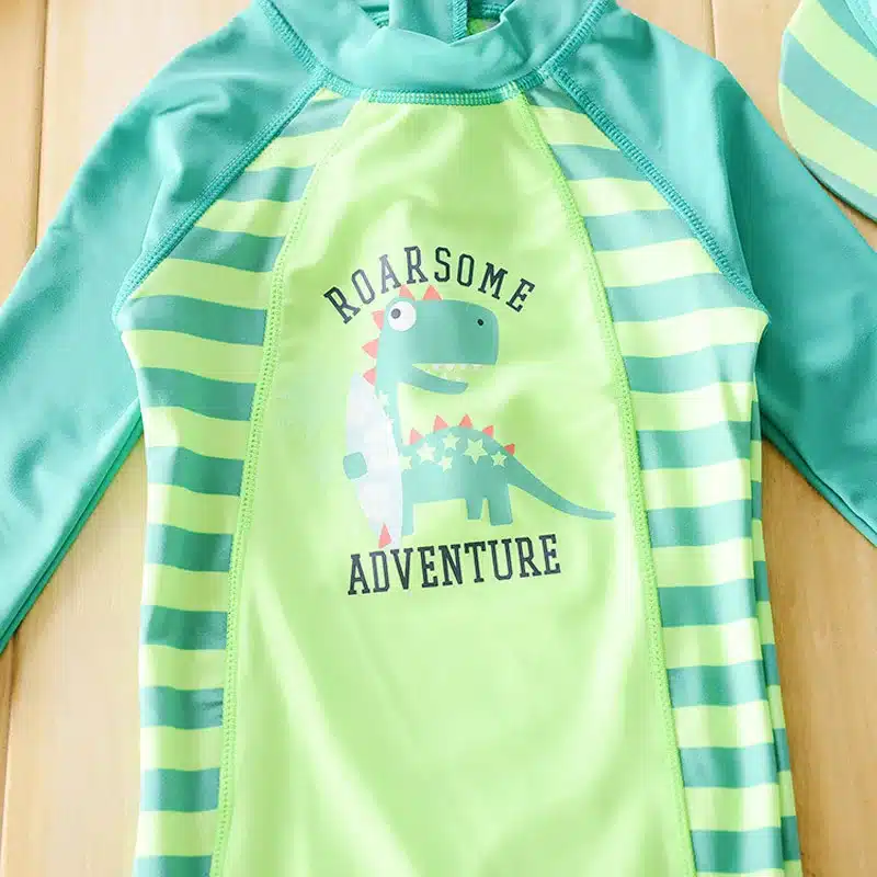 Chilren Swimsuit Baby Boy Handsome Dinosaur Beach Sunscreen Clothing Kids Rash Guard Baby Boy Swimwear And Cap In One Set 17