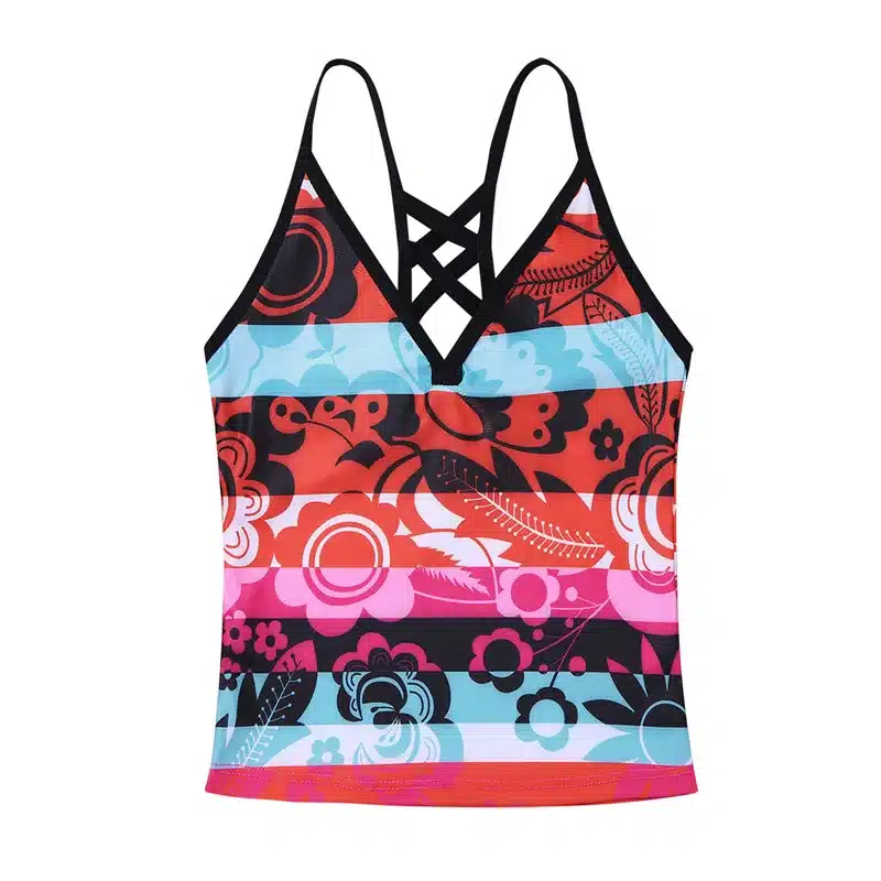 Kids Girls Tankini Floral Printed Swimsuit Swimwear Bathing Suit Set Tops with Bottoms Shorts for Swimming Surfing and Holiday 13