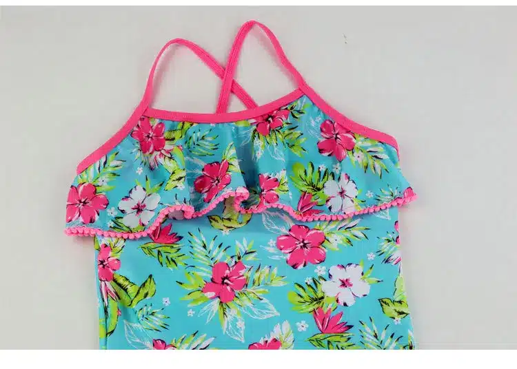 New 2017 3-14Y Children Girls Floral Swimsuit Kids Girls One Piece Swimming Suits Cute Swimwear G6-K307 2