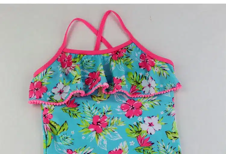 New 2017 3-14Y Children Girls Floral Swimsuit Kids Girls One Piece Swimming Suits Cute Swimwear G6-K307 5