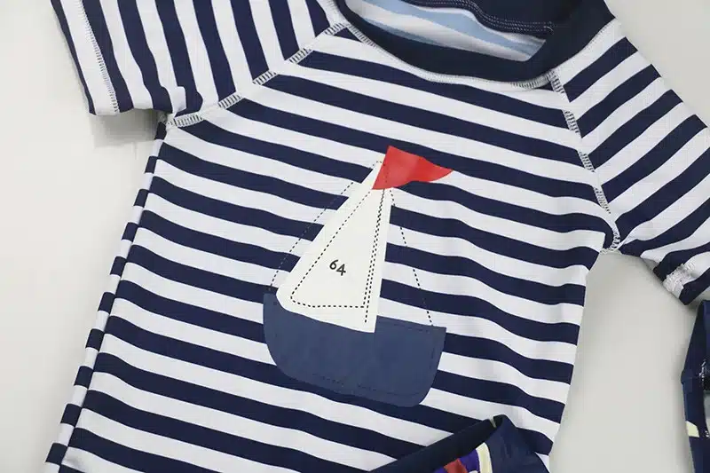 Boys Swimwear Children's Swimming Trunks Cute Cartoon Sailboat Bathing Suit With Cap Kids Split Swimsuit Sunblock Beachwear 4