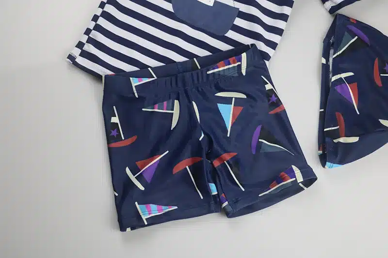 Boys Swimwear Children's Swimming Trunks Cute Cartoon Sailboat Bathing Suit With Cap Kids Split Swimsuit Sunblock Beachwear 5