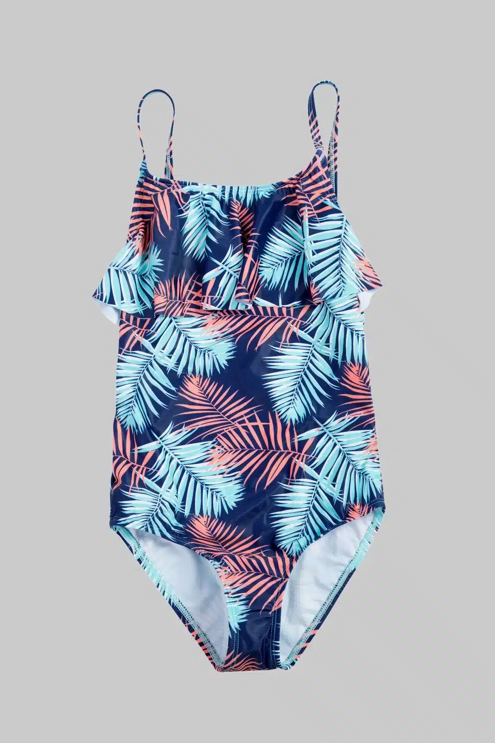 Charmleaks Girls' One Piece Swimsuits Leaf Print Swimwear Ruffle Kids Bikini Adjustable Strap Beach Wear 5