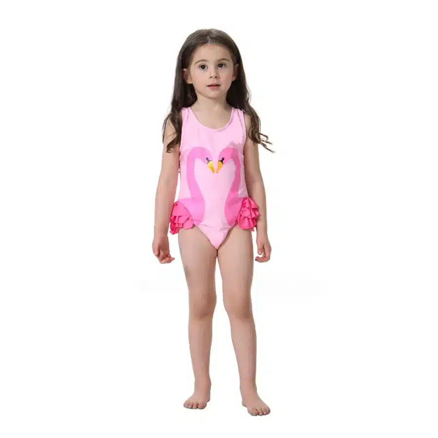 Baby Girls Swimwear Kids Cartoon Bikini Suits Children Beach Wear Summer Clothes 2-8T Girls One piece Swimsuits with Hat 3