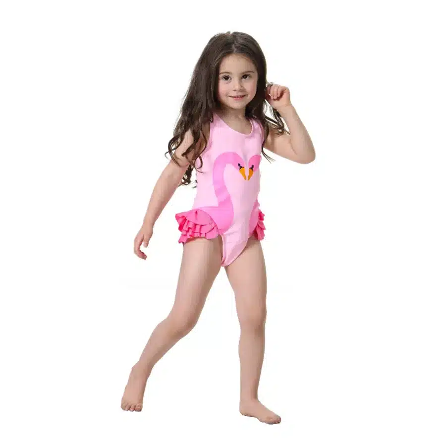 Baby Girls Swimwear Kids Cartoon Bikini Suits Children Beach Wear Summer Clothes 2-8T Girls One piece Swimsuits with Hat 4