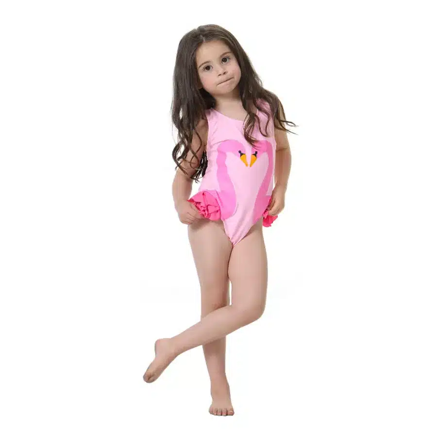 Baby Girls Swimwear Kids Cartoon Bikini Suits Children Beach Wear Summer Clothes 2-8T Girls One piece Swimsuits with Hat 6