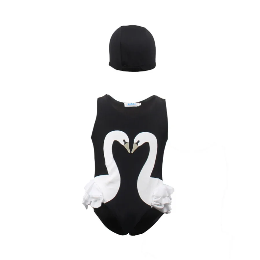 Baby Girls Swimwear Kids Cartoon Bikini Suits Children Beach Wear Summer Clothes 2-8T Girls One piece Swimsuits with Hat 8