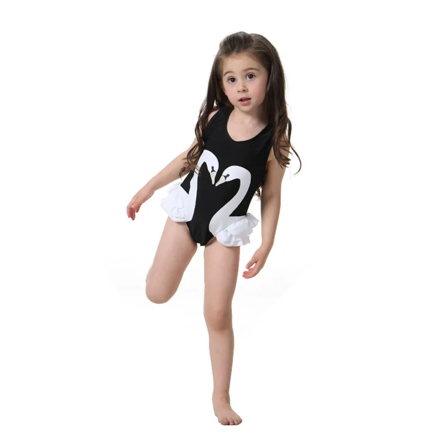 Baby Girls Swimwear Kids Cartoon Bikini Suits Children Beach Wear Summer Clothes 2-8T Girls One piece Swimsuits with Hat 9