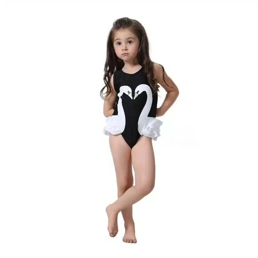 Baby Girls Swimwear Kids Cartoon Bikini Suits Children Beach Wear Summer Clothes 2-8T Girls One piece Swimsuits with Hat 11