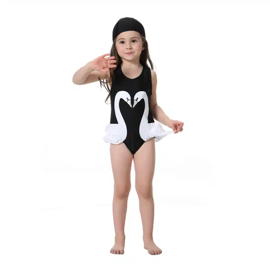 Baby Girls Swimwear Kids Cartoon Bikini Suits Children Beach Wear Summer Clothes 2-8T Girls One piece Swimsuits with Hat 13
