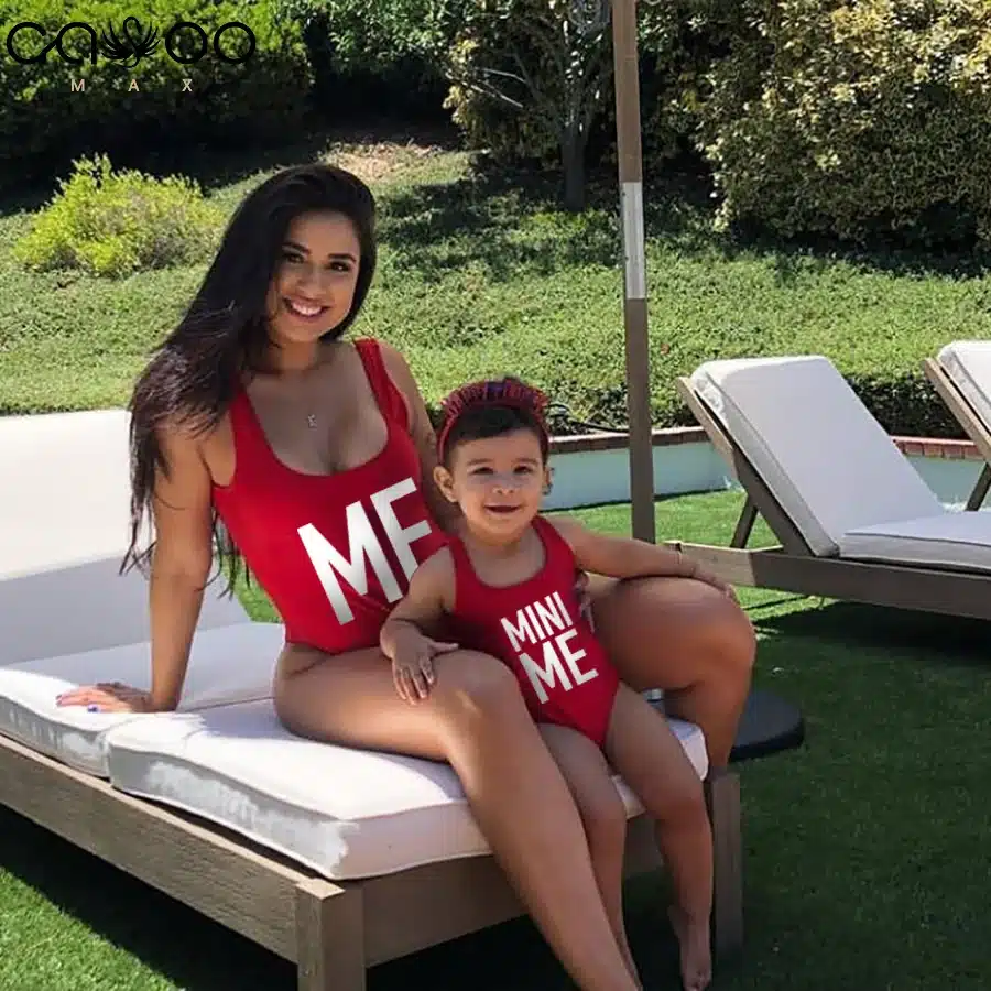 Mother and Daughter Children Bikini Me and Mini Me Letter Print Mommy&Babe Swimwear Mom Kids Bathing Suits One Piece Swimsuit 6
