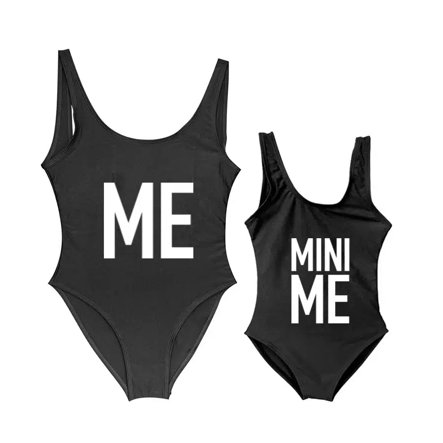 Mother and Daughter Children Bikini Me and Mini Me Letter Print Mommy&Babe Swimwear Mom Kids Bathing Suits One Piece Swimsuit 11
