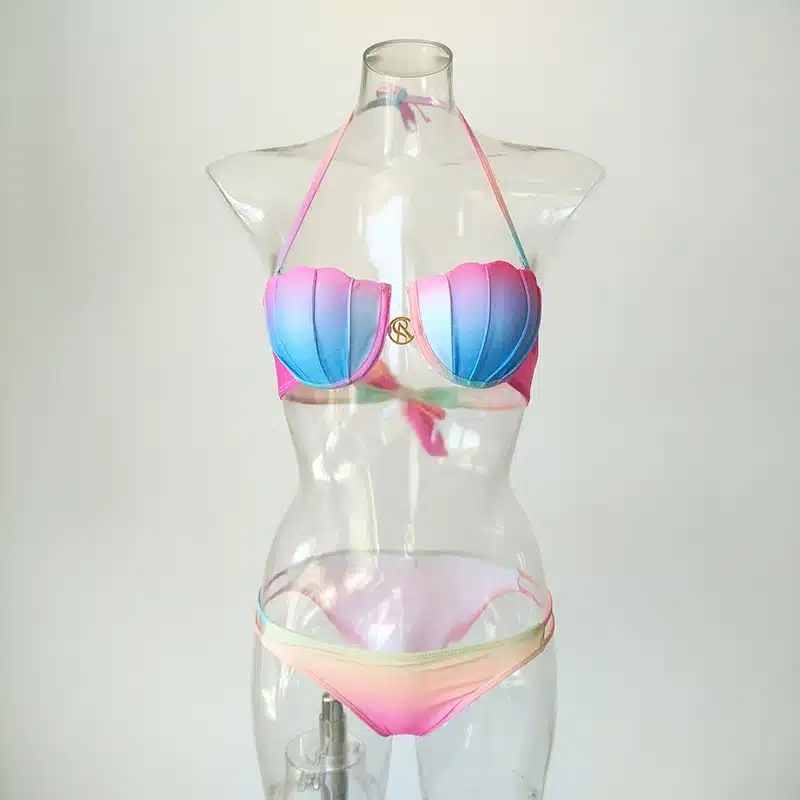 Gradient Color Bikinis Set 2019 Mermaid Shell Bra Swimsuit Sexy Women Swimwear Push Up Bathing Suits Brazilian Biquini 8