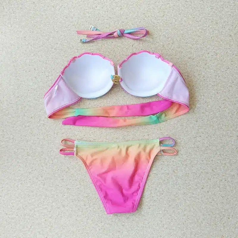 Gradient Color Bikinis Set 2019 Mermaid Shell Bra Swimsuit Sexy Women Swimwear Push Up Bathing Suits Brazilian Biquini 12