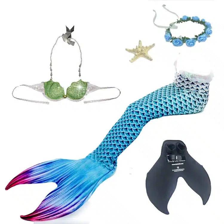 5pcs/set Children Mermaid Tails Swimming Mermaid Tail With Monofin Zeemeerminstaart Mermaid Tail Flippers Kids Mermaid Swimsuit 4