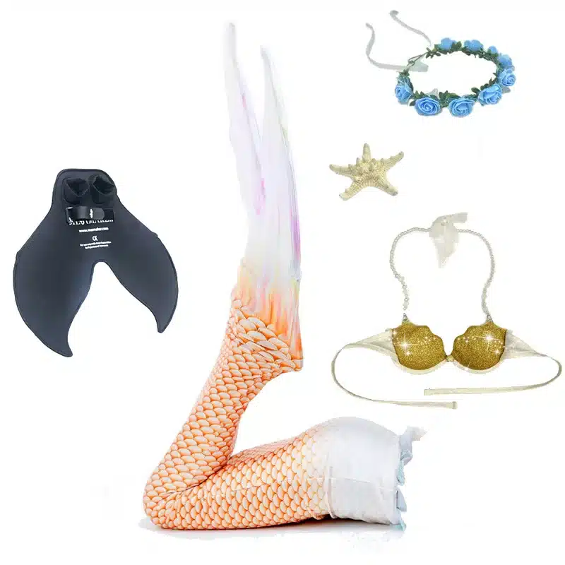 5pcs/set Children Mermaid Tails Swimming Mermaid Tail With Monofin Zeemeerminstaart Mermaid Tail Flippers Kids Mermaid Swimsuit 12