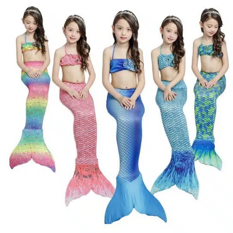 tonlinker Princess Mermaid tails summer swimsuit costume girls two piece Beach bikini kids beath suits Swimwear 4