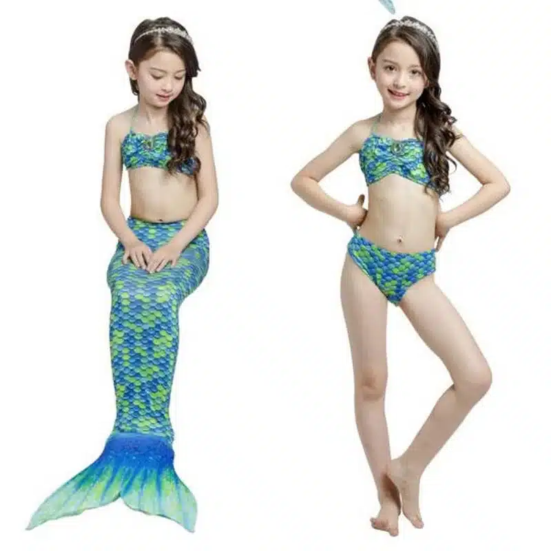 tonlinker Princess Mermaid tails summer swimsuit costume girls two piece Beach bikini kids beath suits Swimwear 11