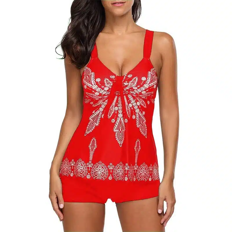 Women's Retro Paisley Printed Tankini Push Up Swimsuit Swimwear Large Size Two Piece Print Spaghetti Strap Padded Top and Shorts 16