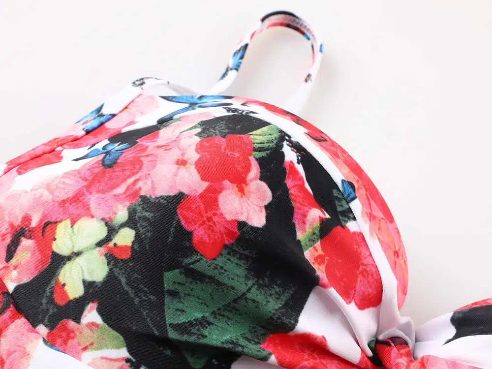 Charmleaks Tankini Set Women Swimsuits Retro Floral Print Swimwear Padded Push Up Bikini Bathing Suit Beach Wear 11