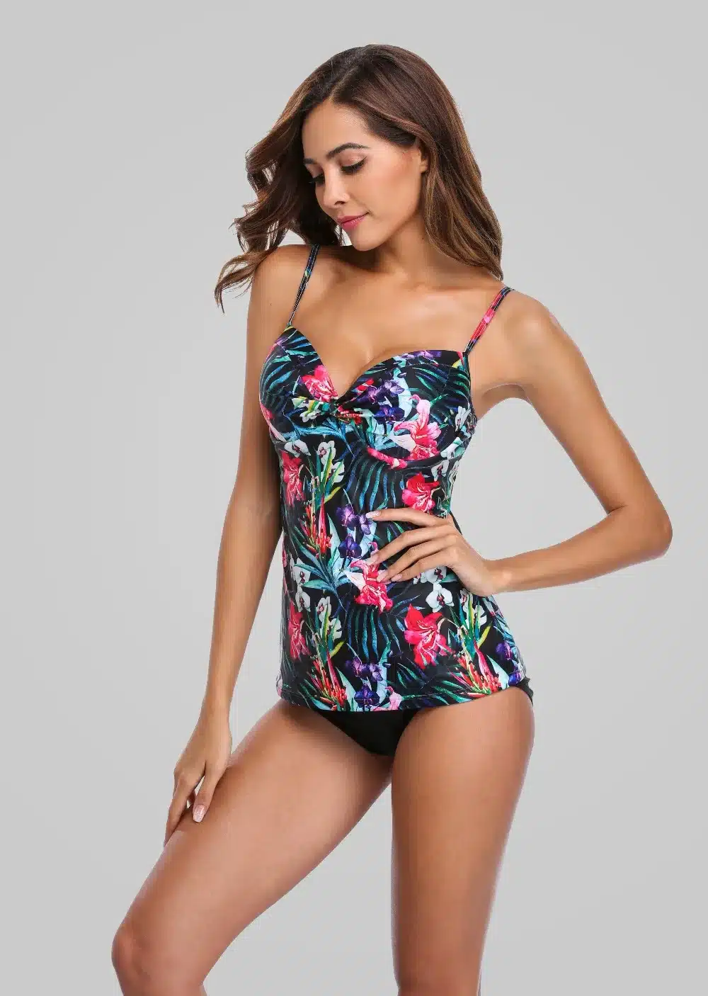 Charmleaks Tankini Set Women Swimsuits Retro Floral Print Swimwear Padded Push Up Bikini Bathing Suit Beach Wear 17