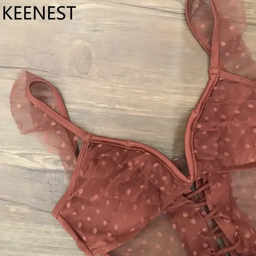 KEENEST High-end Design Sexy One Piece Swimsuit Women Swimwear Lace Monokini Padded Swim Suit 23