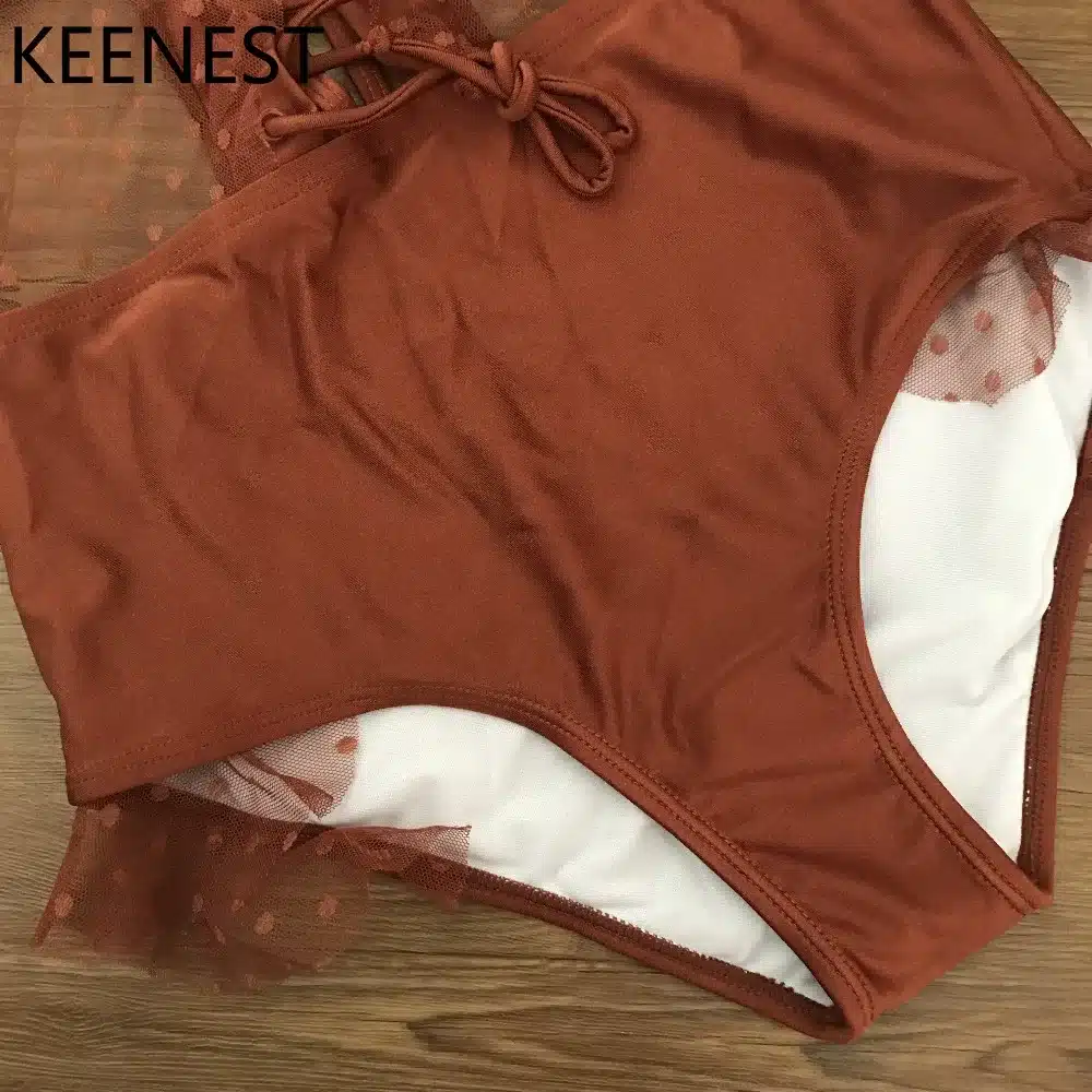 KEENEST High-end Design Sexy One Piece Swimsuit Women Swimwear Lace Monokini Padded Swim Suit 24