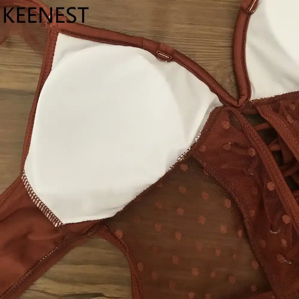 KEENEST High-end Design Sexy One Piece Swimsuit Women Swimwear Lace Monokini Padded Swim Suit 25