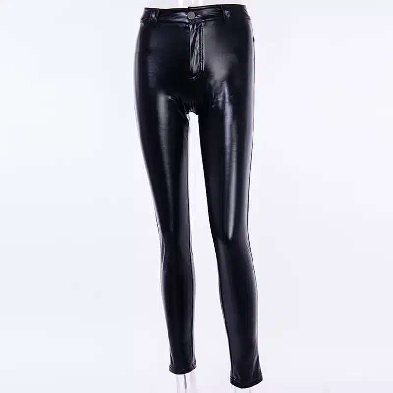 2018 Winter Gothic Women Sexy Black PU Leggings Scrunch Butt Push Up Faux Leather Leggings Matt Finish Slim Latex Pants Skinny 6
