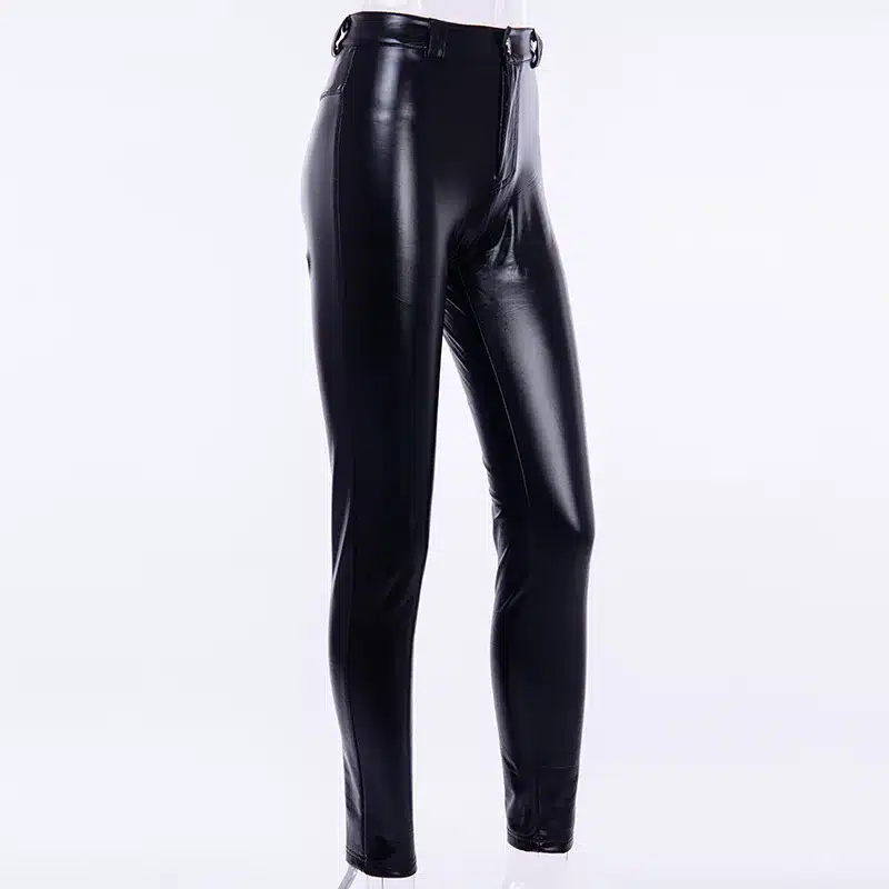 2018 Winter Gothic Women Sexy Black PU Leggings Scrunch Butt Push Up Faux Leather Leggings Matt Finish Slim Latex Pants Skinny 7