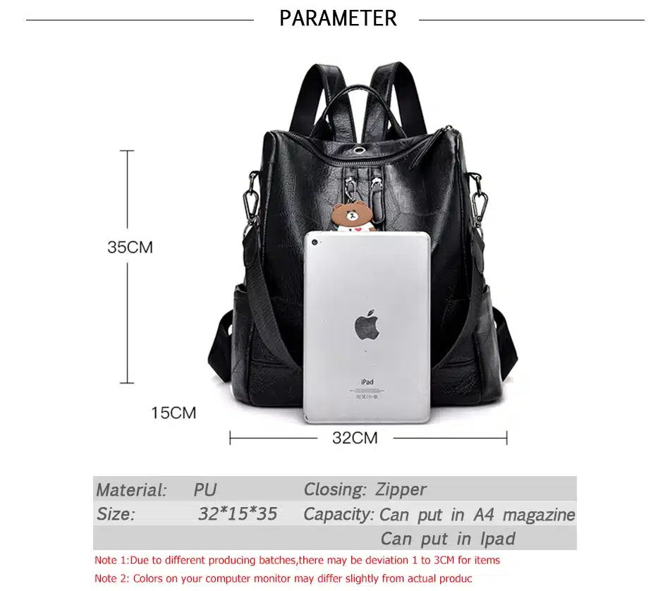 2019 Fashion Women Backpack High Quality Youth Leather Backpacks for Teenage Girls Female School Shoulder Bag Bagpack mochila 4
