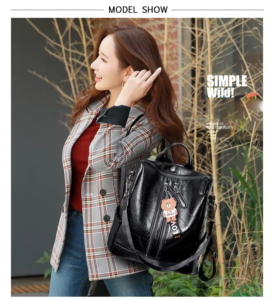 2019 Fashion Women Backpack High Quality Youth Leather Backpacks for Teenage Girls Female School Shoulder Bag Bagpack mochila 7