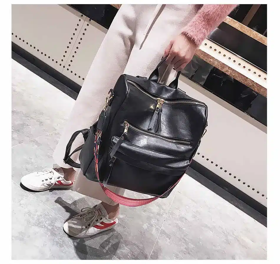 Leather Backpack Women 2019 Students School Bag Large Backpacks Multifunction Travel Bags Mochila Pink Vintage Back Pack XA529H 15