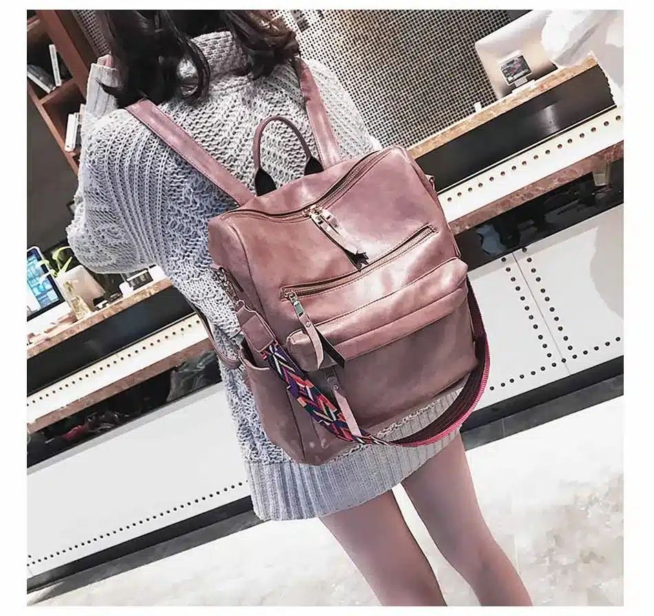 Leather Backpack Women 2019 Students School Bag Large Backpacks Multifunction Travel Bags Mochila Pink Vintage Back Pack XA529H 18