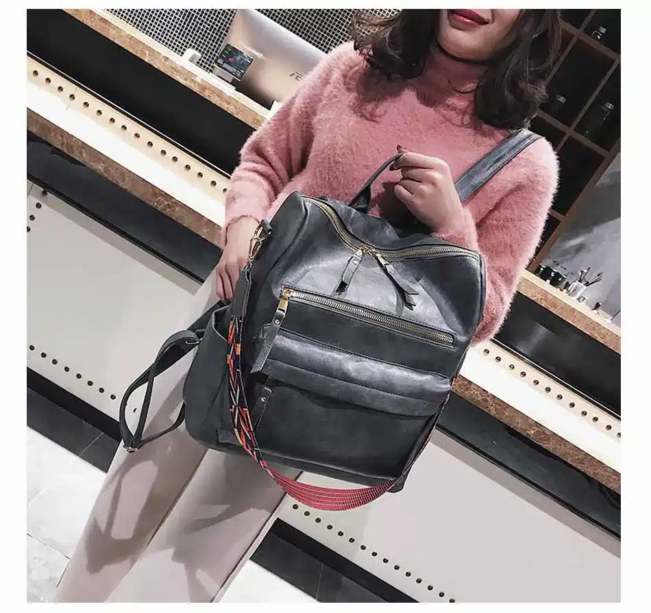 Leather Backpack Women 2019 Students School Bag Large Backpacks Multifunction Travel Bags Mochila Pink Vintage Back Pack XA529H 21